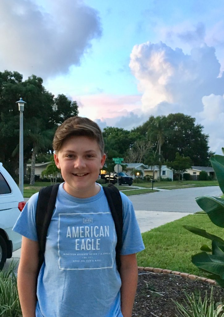 Carter on the first day of 9th grade